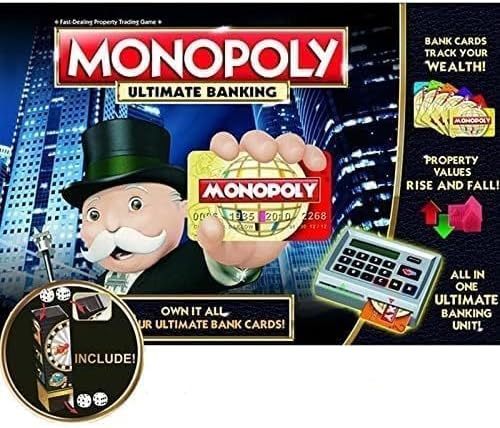 Digital Ultimate Banking Edition Game,Electronic Monopoly Board Game with ATM Machine and Cards. (Black).