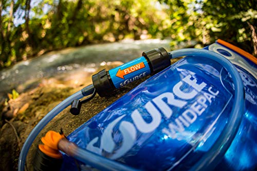 SOURCE Outdoor 2L Widepac Bladder for Hydration Packs - Including Inline Sawyer Mini Water Filter - High-Flow Helix Bite Valve - Zero Taste and Virtually Self-Cleaning - 70oz, Transparent Blue (2530220202) - Thumbnail 2
