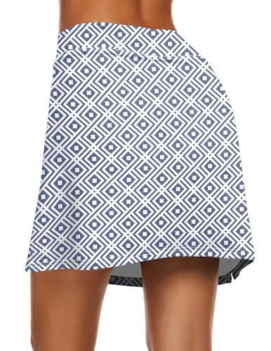 Ekouaer Active Women's Plus Size Stretch Woven Athletic Double Layer Skort with Inner Bike Short