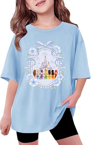 Magic Kingdom Shirts for Girls Oversized Magical Castle Princess T-Shirts Kids Family Vacation Trip Tee