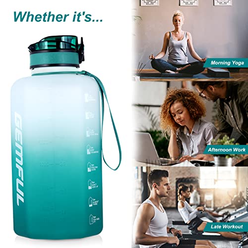 Image of GEMFUL Maxi Sports Water Bottle, 2.2 Litres, Time Markers, BPA Free | Perfect to keep on your desk in the office or during smart working to monitor water