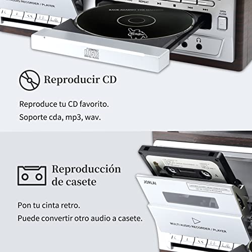 JORLAI 9 en 1 Platine Vinyle 33/45/78 RPM avec Bluetooth CD/Cassette, USB/SD/MMC Encodage, AM/FM Radio, Haut-Parleurs… - Les Beatles, Paul McCartney, John Lennon, RIngo Starr, George Harrison JORLAI 9 en 1 Platine Vinyle 33/45/78 RPM avec Bluetooth CD/Cassette, USB/SD/MMC Encodage, AM/FM Radio, Haut-Parleurs… – Image 6