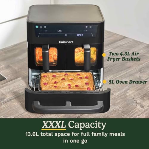 Cuisinart Tri Zone 13.6L Air Fryer & Oven | PFAS-Free | XXXL capacity | 3 Independent Cooking Zones | Dual 4.3L Air Frying Baskets + 5L Oven Drawer | 9-in-1 Cooking Functions | Sync+Match Cook - Image 6