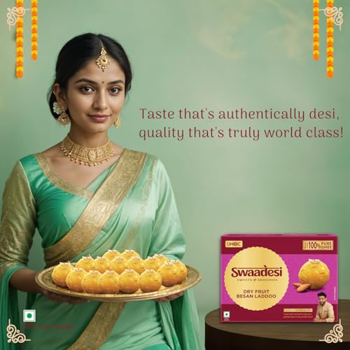 Image of Unibic Swaadesi Dryfruit Besan Laddoo I Made with Pure Desi Ghee I Handcrafted Traditional Indian Sweets I Authentic Laddu Taste - 180 g
