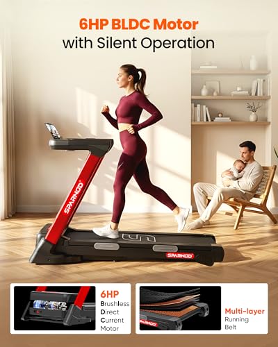 Image of Sparnod Fitness Z Auto Incline Treadmill for Home Use, 6HP BLDC Motor, 20% Auto Incline, 1-14 km /h Speed, Shock Absorbing Surface, Bluetooth Speaker, LED Display, Hydraulic Foldable, 120kg Capacity