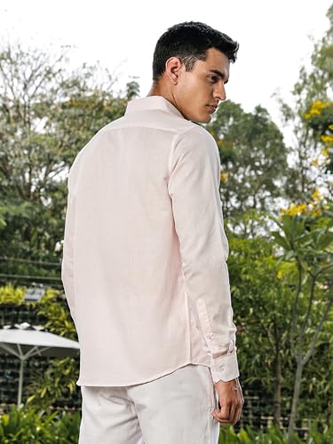 Image of Thomas Scott Men's | Linen Blend | Solid | Premium Cotton Linen Blend | Full Sleeve | Casual Shirt for Men