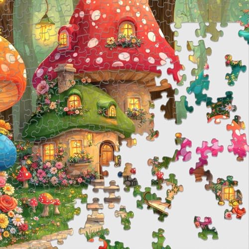 Rompecabezas Springbok Magical Shroom Villa de 500 piezas para adultos – Escena fantástica de cabaña de setas – Incluye póster – Arte de cuento de hadas acogedor – Piezas de corte único – Hecho en EE.UU. miniatura 6