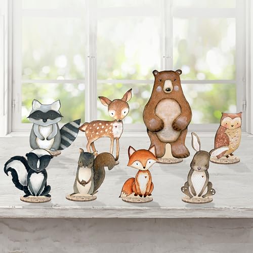 Image of Forest Critters Painted Wooden Animal Cutout Shapes (Medium + Stands (set of 8))
