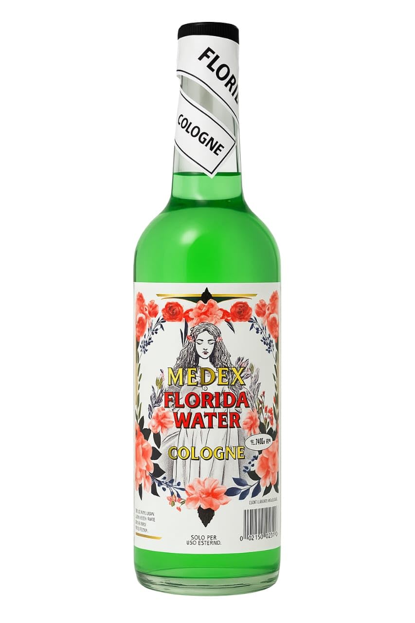 MEDEX Florida Water Cologne 500 ml – orzeźwiająca woda zapachowa o kwiatowym zapachu, klasyczna woda kolońska do czyszczenia, relaksu i duchowych rytuałów, z naklejką Kajal