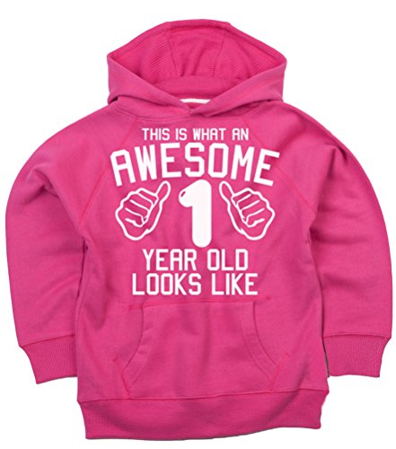 Sweat fuchsia filles 1er anniversaire imprimé blanc paillettes