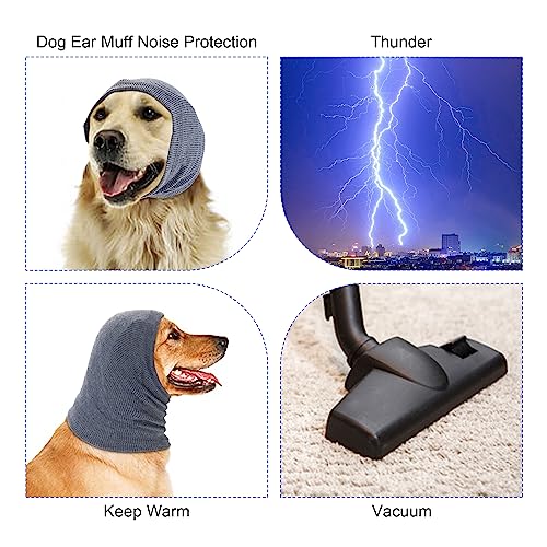 Image of Quiet Ears for Dogs, Rbenxia 1 Piece Dog Ear Cover Hoodies Dog Ear Muffs Headband Noise Ear Protection Warm Winter Ear Scarf (Grey, Large)
