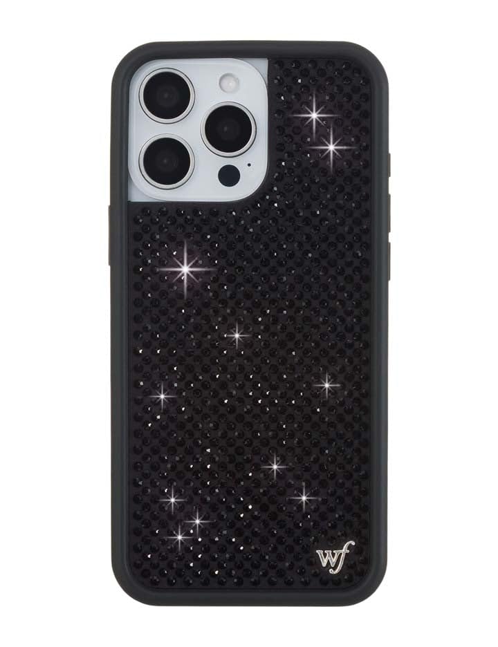 Image of Wildflower Cases - Compatible with iPhone 16 Pro Max | Protective Black Bumper, 6.5ft Drop Test Certified, Women Owned Small Business | Black Rhinestone