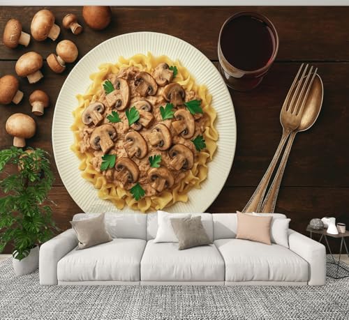Modern Peel and Stick Wall Mural Wallpaper Mushroom Beef