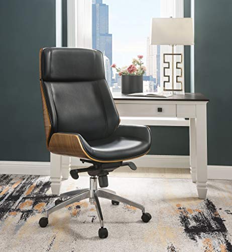 ACME Conroy Executive Office Chair - - Black Bonded Leather & Walnut