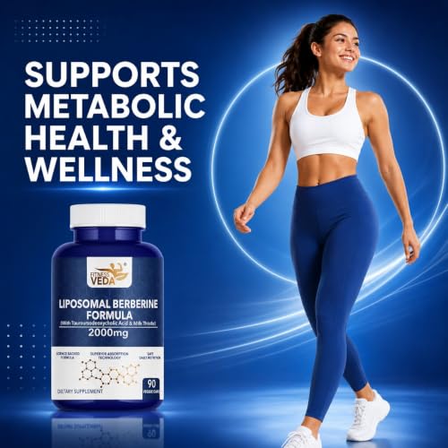 Image of Fitness Veda Liposomal Berberine 2000mg with TUDCA & Milk Thistle Extract | Advanced Liver Health & Metabolic Support Formula | Superior Absorption Technology | 90 Veg Capsules
