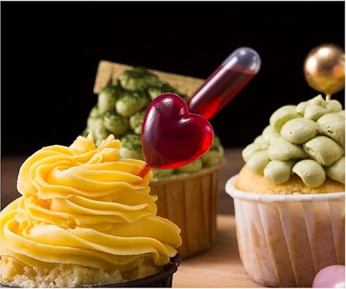 Miniatura 2 de Generic Brands Pipetas de corazón, 100 tubos de fresas infundidos para tubos de chupito para cupcakes Lquor de 0.1fl oz, mini inyecciones de