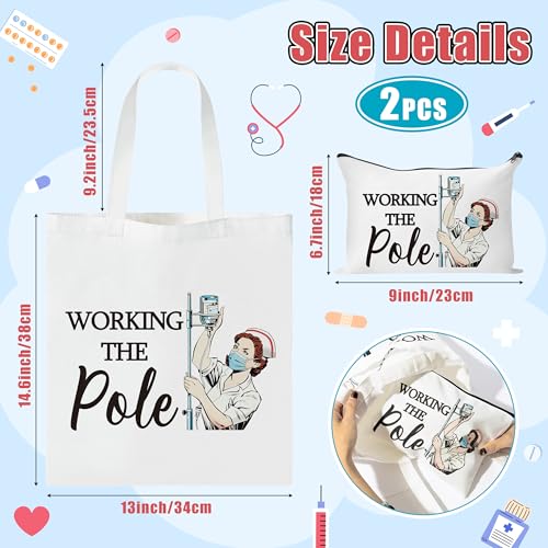 Image of Y1tvei Canvas Bags Gifts, Tote Bag with Makeup Pouch, Birthday Party Favors