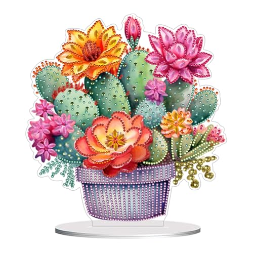 ALINUOYQ Adornos de escritorio de acrílico con forma especial de cactus 5D