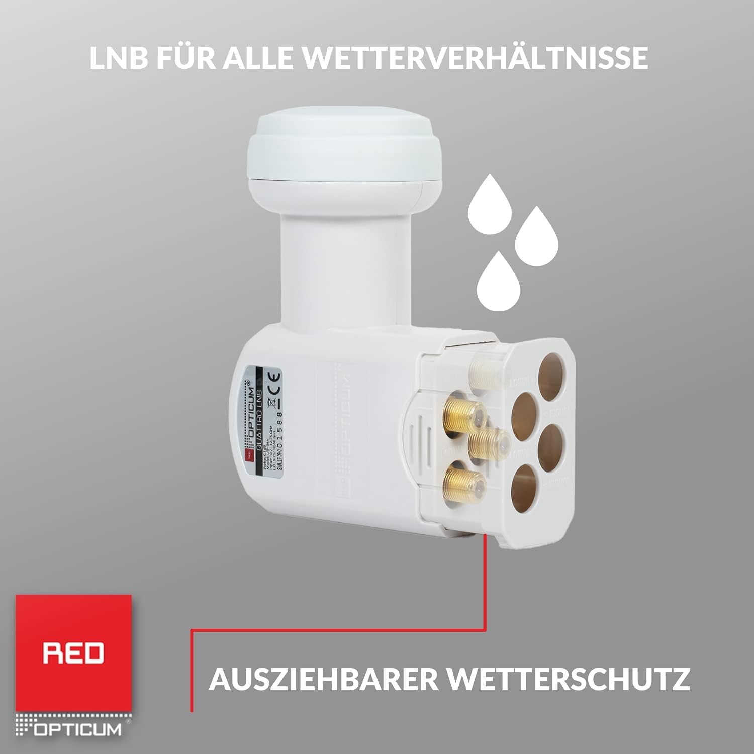 Opticum Quattro LNB - LRP-04H Kontakte (vergoldet, Full HD, 3D, geeignet für Multischalter)