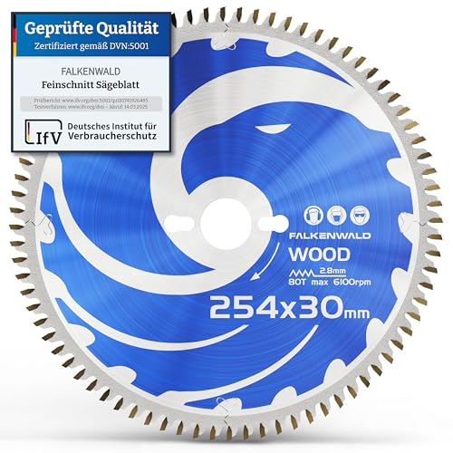 FALKENWALD ® Sägeblatt 254x30 für Holz - 254x30 Kreissägeblatt mit 80...