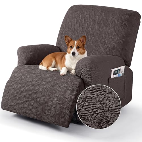 Image of Timeles Recliner Covers Extra Wide Recliner Chair Cover Reclining Sofa Slipcovers for Pet&Kid,Stretch Soft Washable (One-Seater Oversized, Coffee)