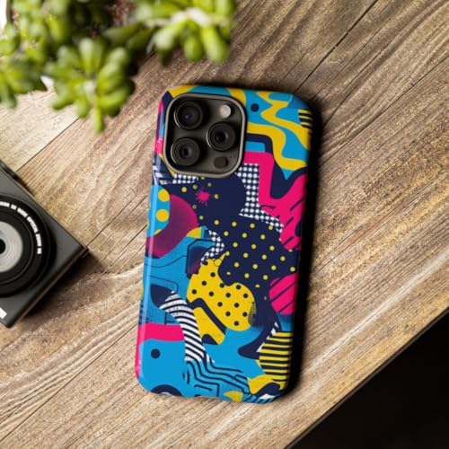 Coque iPhone 15 Pro Max géométrique jaune coque rigide brillante antichoc