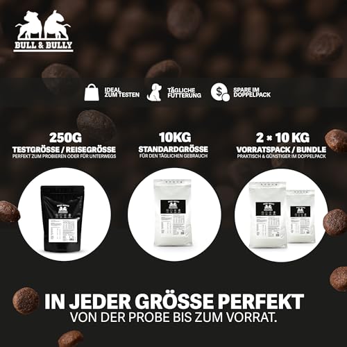BULL & BULLY – Baby Beute 10 kg Hundefutter Trocken Getreidefrei – Trockenfutter & Hundeleckerli mit kleinen Kroketten für Welpen & kleine Hunde – Dog Food & Leckerlis mit viel Protein aus Beef
