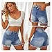 Women's Summer Ripped Denim Shorts Button-Zipper Pockets Distressed Raw Hem Jean Shorts