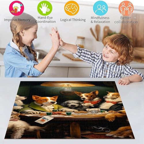 Hunde Spielen Poker, 1000-teiliges Puzzle für Erwachsene und Jugendliche, hilft dem Gehirn beim Training, süchtig machendes Spielzeug zur Förderung der Geduld, geeignet für Paare, 38x26cm