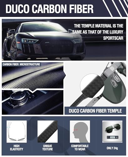 Image of DUCO Aviator Sunglasses for Men Women Carbon Fiber Polarized Sunglasses Men UV Protection for Driving Golf Fishing 3051