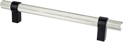 Miniatura 6 de Pomo y tiradores de gabinete con brillo moleteado de níquel negro y cepillado (tirador de 8 a 1316 pulgadas)