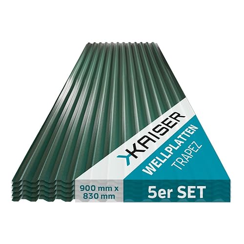 KAISER plastic® Wellplatten Grün | Wellplatten Dach, Welldach Kunststoff | Dachplatten wetterfest | Überdachung (5, 90 x 83 cm)