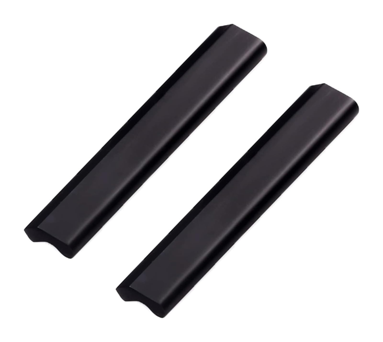Opeximatun Black Leather Drawer Handles, Concealed Cupboard Handles Drawer Pulls Aluminum Alloy 2 Pack Hole Distance 64-224Mm(Hole Distance 128Mm)
