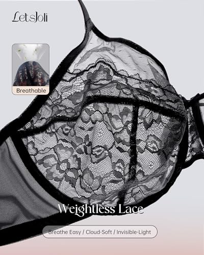 Image of LetsJoli Minimizer Bras for Women Full Coverage Lace Underwire Plus Size | Supportive Bras for Older Women, Unlined Cup, Cool Soft Comfort, Tshirt Everyday Bra, Sexy