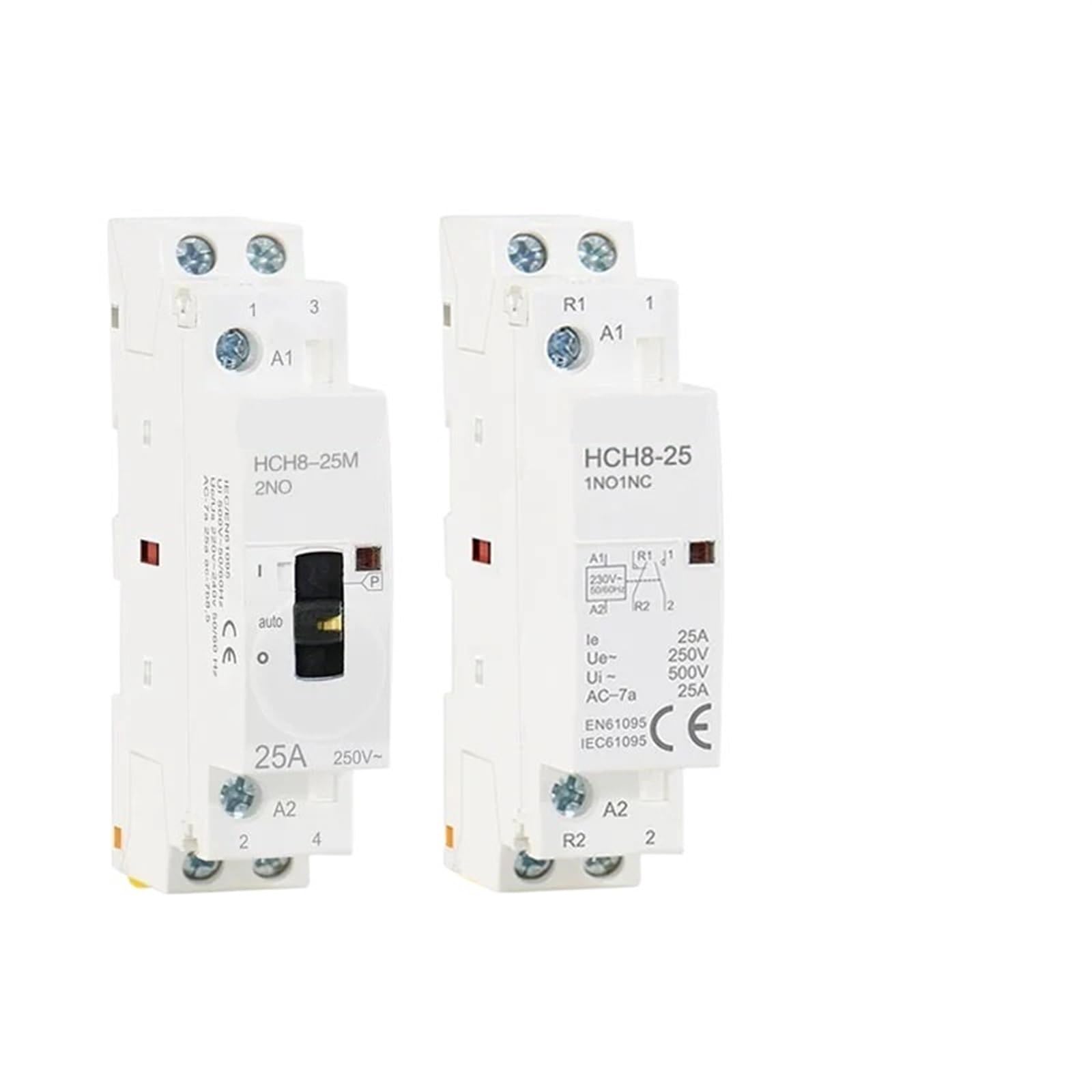 WBBAYDRFR HCH8-25 Modular Contactor 2P 16A 20A 25A 2NO Or 2NC Or 1NO1NC 220V Automatic Household Din Rail Type 1Pcs(HCTs 1NO1NC)