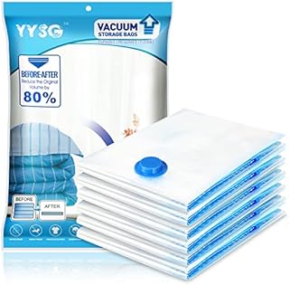 YYSG Vacuum Storage Bags, 6 Pack Large Size (80 x 60cm), Compressed Reusable Double-Zip Seal for Clothes, Duvets, Bedding, Pillows, Mattress, Quilt, Sweaters, Dress, Coats, Curtains, Blankets