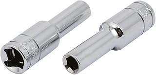 Aexit 3/8-inch Square Hand Operated Tools Drive 7mm Hex 6 Point Deep Impact Socket Silver Tone 2pcs Model:77as655qo94