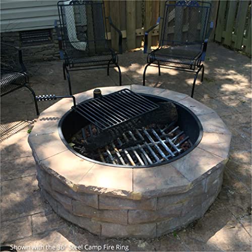 Titan Great Outdoors 32-In Steel Fire Ring With 15.5-In. X 19.5-In. Grate, Outdoor Cooking Camping #TOP3