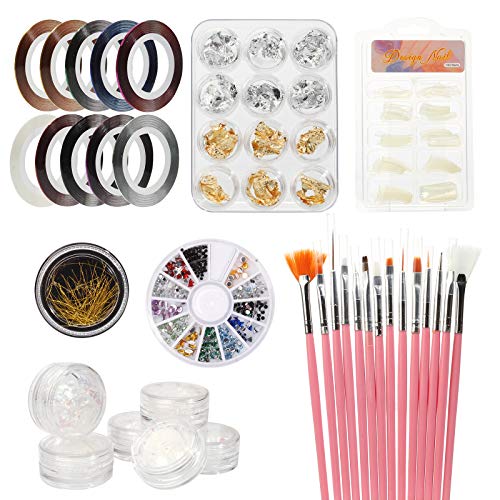 anmas rucci Nail Art Tools Glitter Nail Rhinestones Nail Decor Stickers Nail Line Tape Striping Nail Pen Designer Stamp Nail Painting Brushes Nail Foil Manicure Tape Color Rhinestones for Nails #A