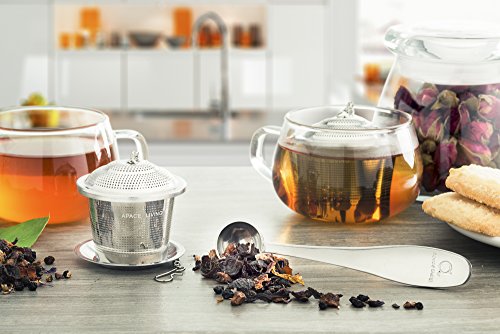 Loose Leaf Tea Infuser (Set of 2) with Tea Scoop and Drip Dray by Apace - Ultra Fine Stainless Steel Strainer & Steeper for a Superior Brewing Experience - Thumbnail 7