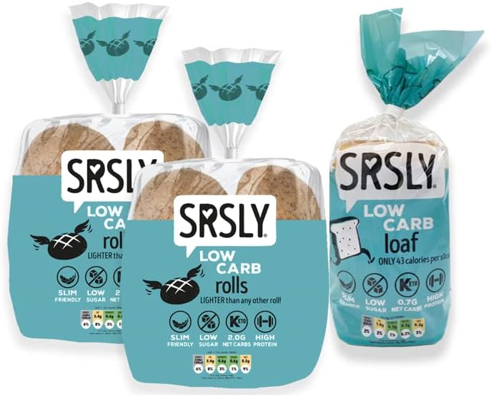 SRSLY Low Carb Freshly Baked Multi Buy Pack | 1 Low Carb Keto Loaf | 8 Large Low Carb Keto Rolls | Seriously Low Carb | No Added Sugar |0.7G Carbs Per Slice | 2G Carbs Per Roll | High Protein & Fibre