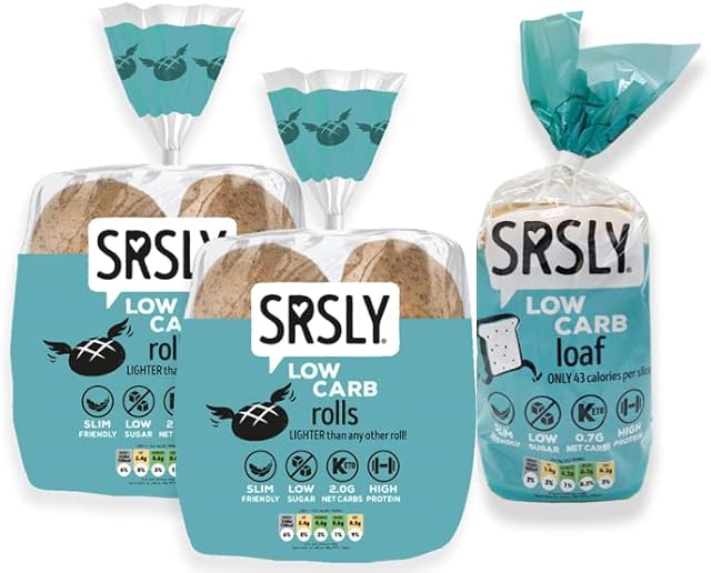 SRSLY Low Carb Freshly Baked Multi Buy Pack | 1 Low Carb Keto Loaf | 8 Large Low Carb Keto Rolls | Seriously Low Carb | No Added Sugar |0.7G Carbs Per Slice | 2G Carbs Per Roll | High Protein & Fibre