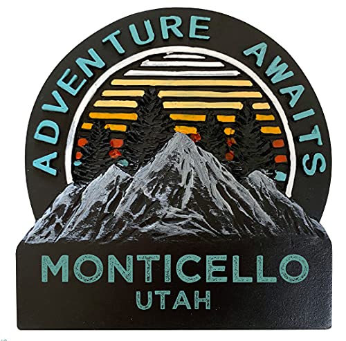 R and R Imports Monticello Utah Hand Painted Resin Refrigerator Magnet 3-Inch Approximately Adventure Awaits Design