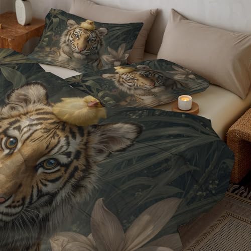 Parure de lit microfibre 200x200cm avec housse de couette animaux imprimé 3D