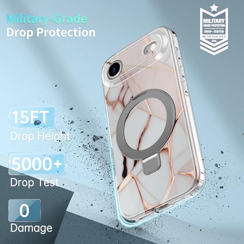 DEENAKIN for iPhone 17 Air Case - Wireless Charging Compatible - Integrated Multi-Functional Kickstand - Protective Phone Case with Trendy Cute Designs for Women - Rose - Gold Marble by DEENAKIN - Used condition - Image 5