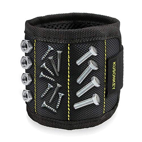 Magnetic Wristband, KUSONKEY Tool Belt with 15 Powerful Magnets for Holding Screws/Nails/Drill Bits