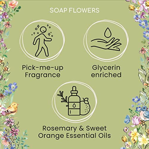 Heathcote & Ivory Scented Soap Flowers 96g, Essential Oil Fragrance, Rosemary, Relaxing Bath Spa, Travel Size - Image 4