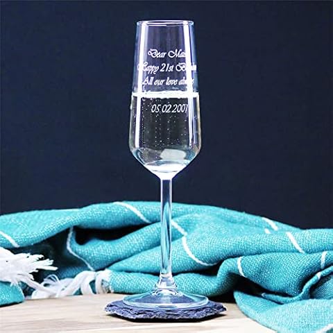 Personalised Engraved Champagne Flute with Custom Message Cover