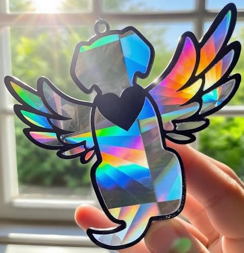 AlweizU Dog Memorial Gifts for Loss of Dog, Angel Pet Memorial Suncatcher, Rainbow Bridge for Loss, Sympathy Gift