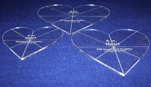 Heart Template 3 Piece Set. 5 Inch,6 Inch, 8 Inch - 1/8 Inch